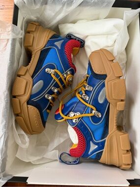 Gucci Kids Blue Multicolor Trail Sneakers with Gum Sole